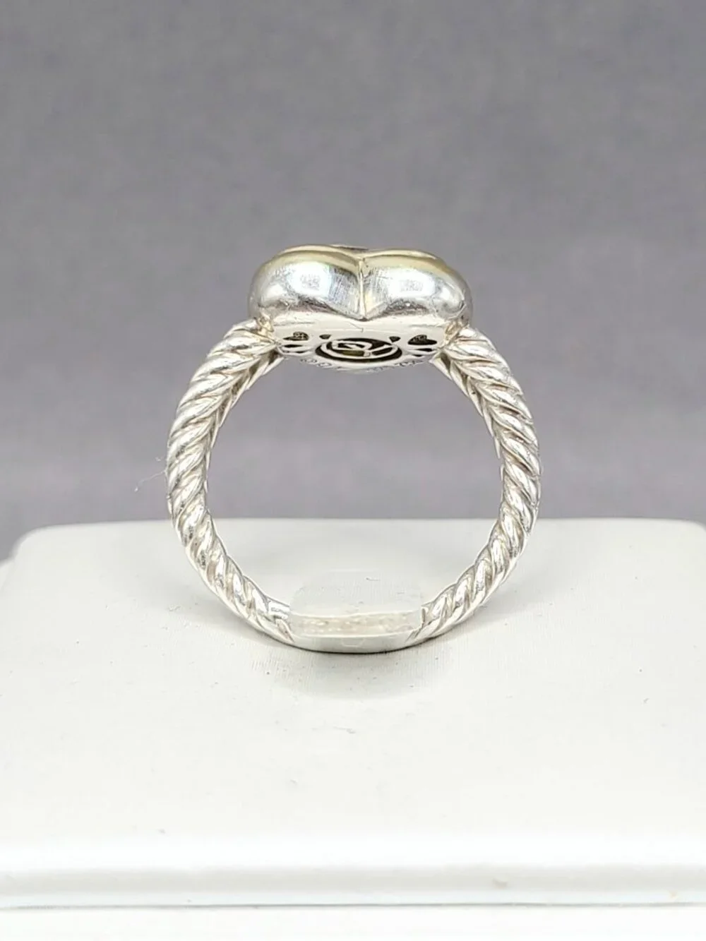 David Yurman Classic Cable Sculpted Heart Ring w/ 18K Yellow Gold - Sz 7 - RARE - Picture 7 of 12